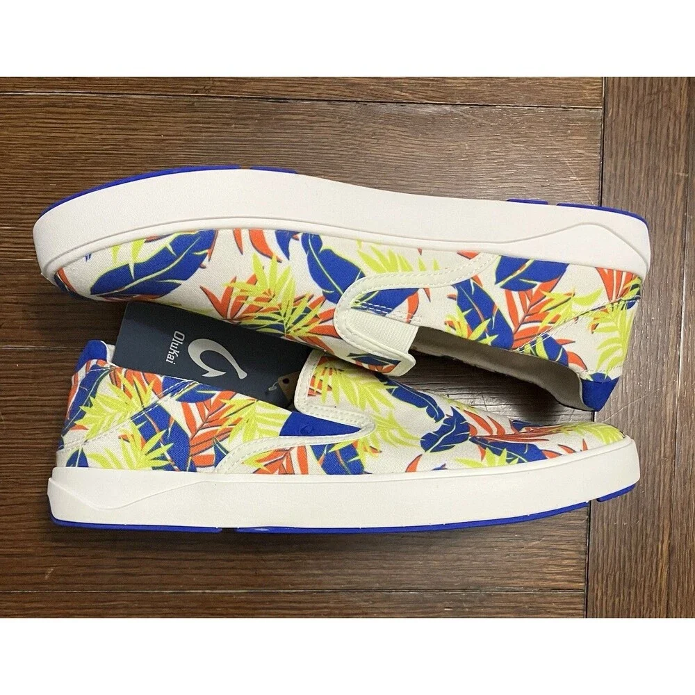 OluKai Lae'ahi Pa'i Men's Beach Shoes In Off-White /Aloha Size 9 US MSRP $120